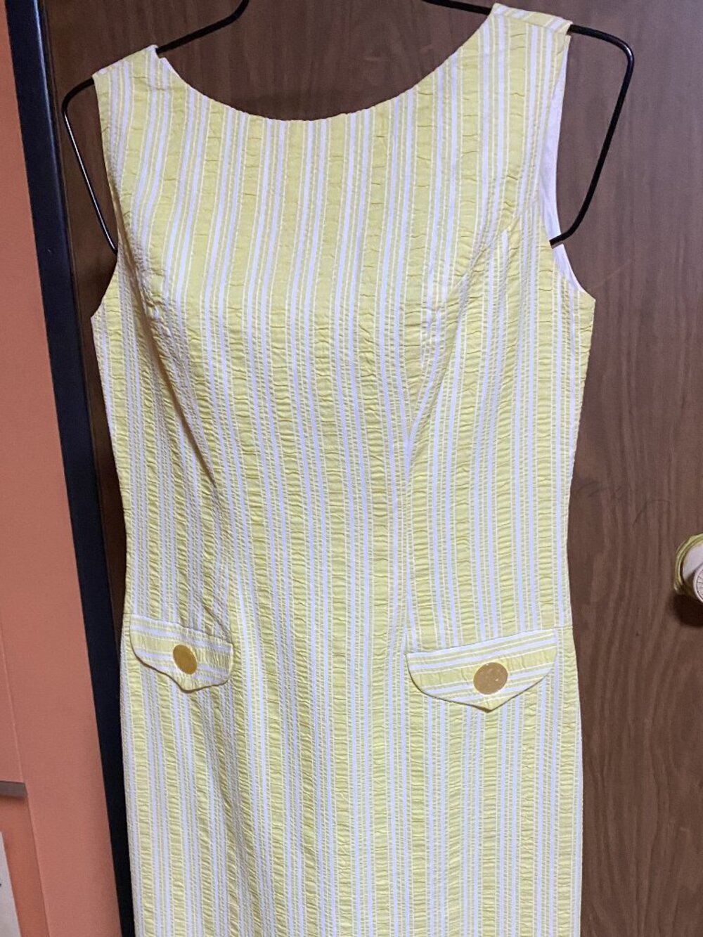 Vintage Yellow Stripes Shift Dress-M